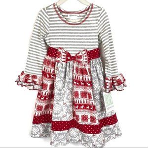 NWT Bonnie Jean Size 4 Striped Christmas Holiday Dress